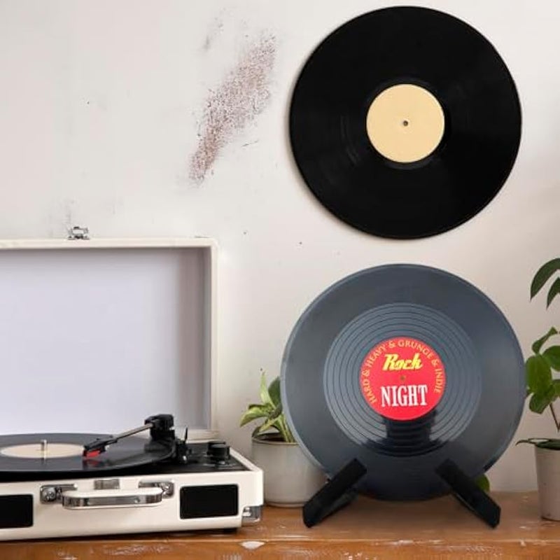 masteymoh Retro Record Stand Pack of 2, Retro Record Holder for Hallway Decoration, Wooden Record Stand, Country Rustic Plate Stand for Display, Farmhouse Style Plate Display Stand (2 in Black) - Image 4